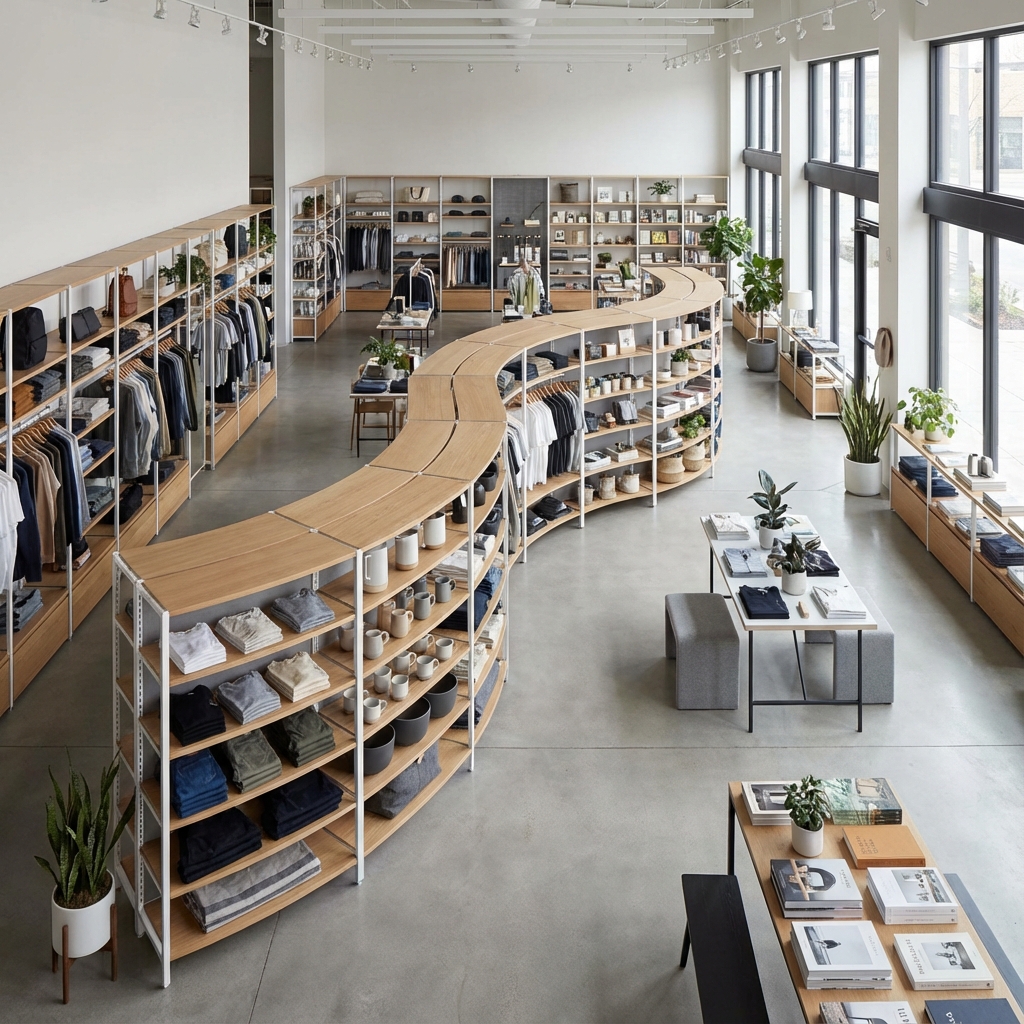 Optimized retail store layout with custom shelving