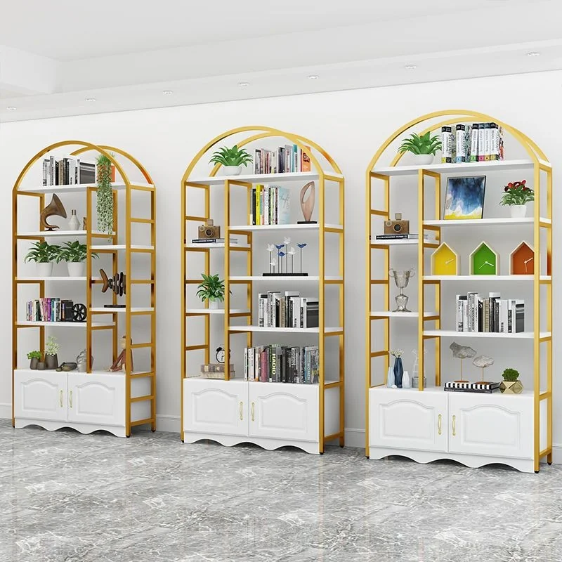 Arched Cosmetics Display Shelf - Gold Frame Beauty Store Shelving Unit - Image 4