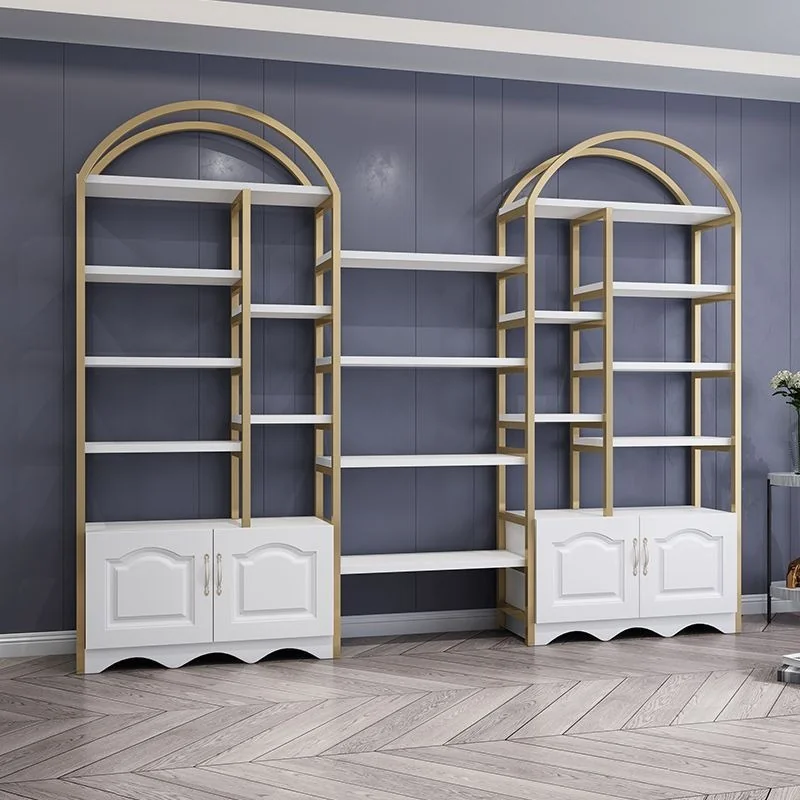 Arched Cosmetics Display Shelf - Gold Frame Beauty Store Shelving Unit - Image 5