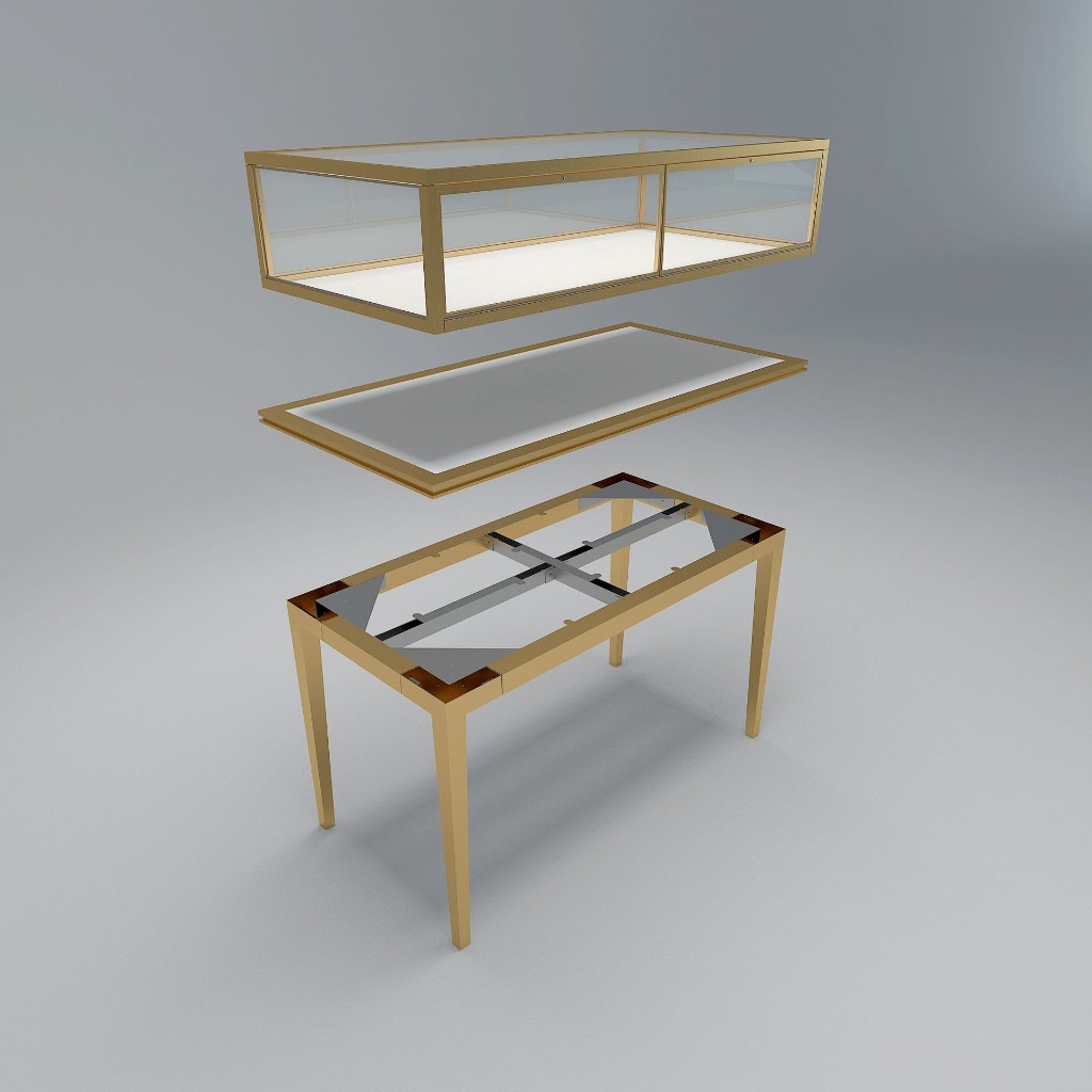 Luxury Gold Jewelry Display Cabinet with LED Lighting - Image 2