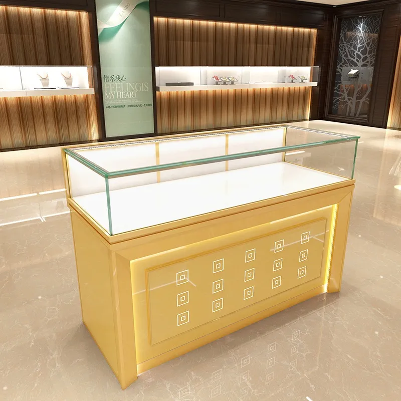 Rose Gold Jewelry Display Counter - Premium Glass Showcase Cabinet - Image 3