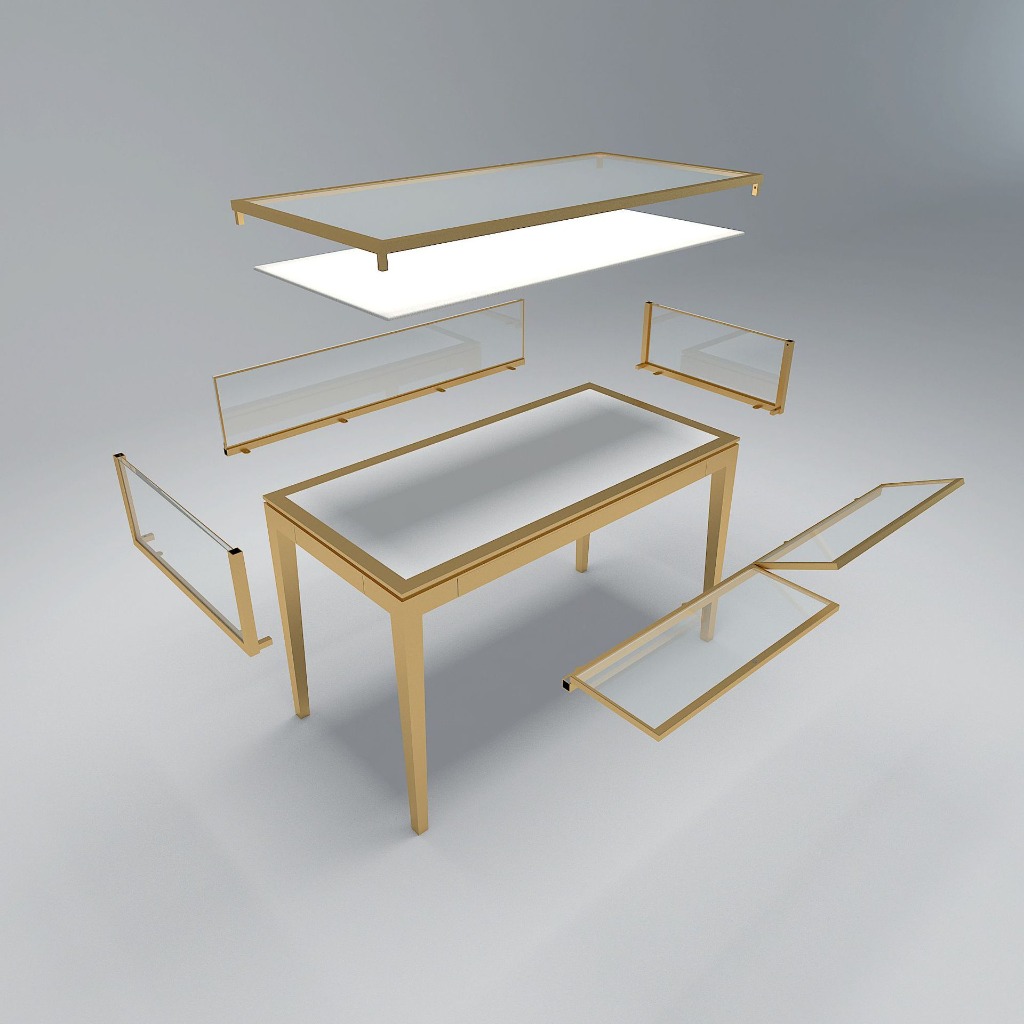 Luxury Gold Jewelry Display Cabinet with LED Lighting - Image 3