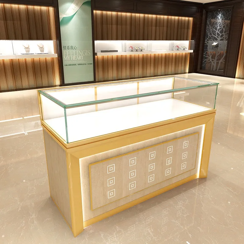 Rose Gold Jewelry Display Counter - Premium Glass Showcase Cabinet - Image 4