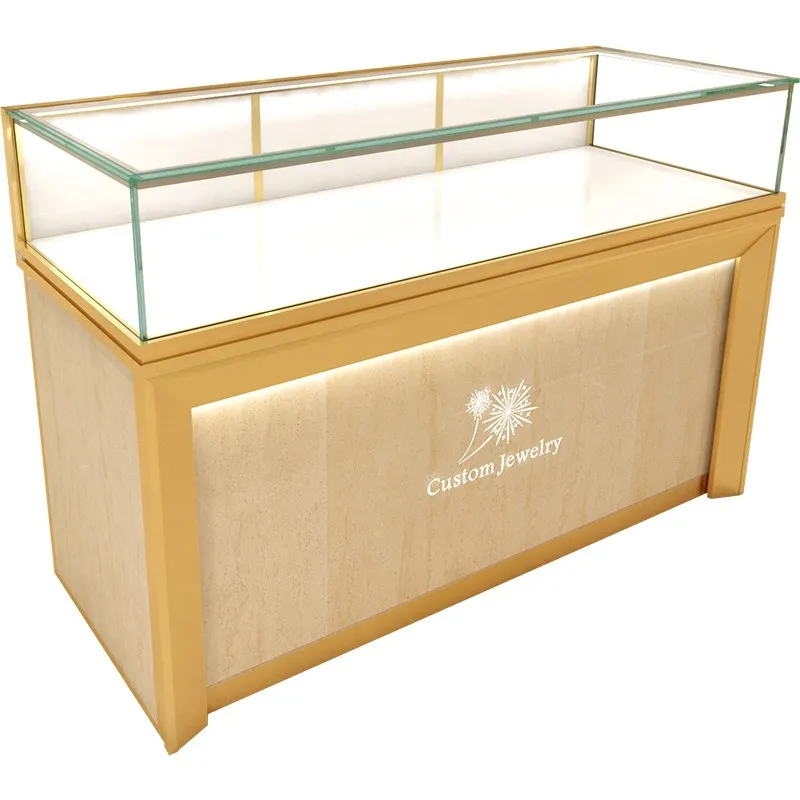 Rose Gold Jewelry Display Counter - Premium Glass Showcase Cabinet